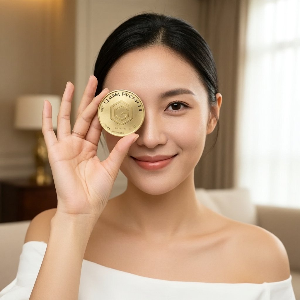 Gama Token (GAMA) — ілюстрація золотої крипто-монети та ціни