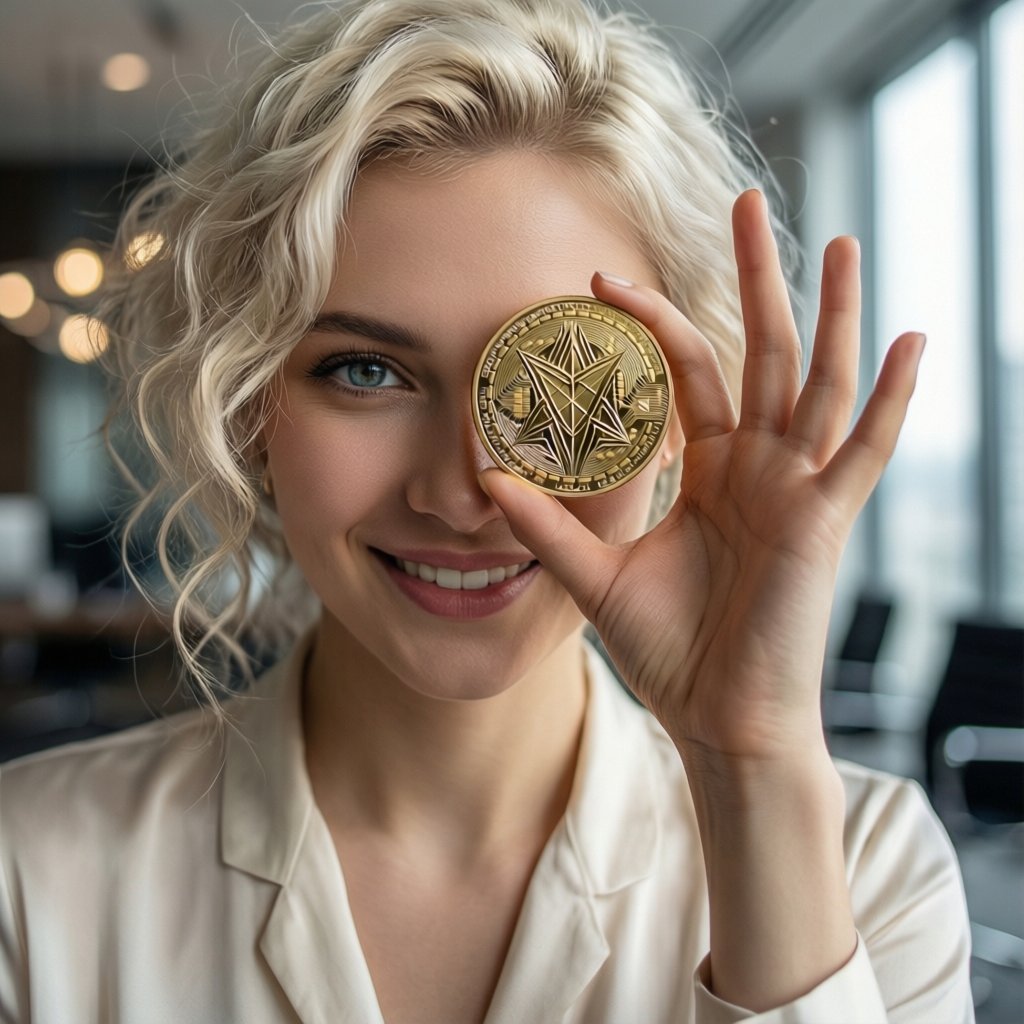 Genius (GENIUS) — ілюстрація золотої крипто-монети та ціни