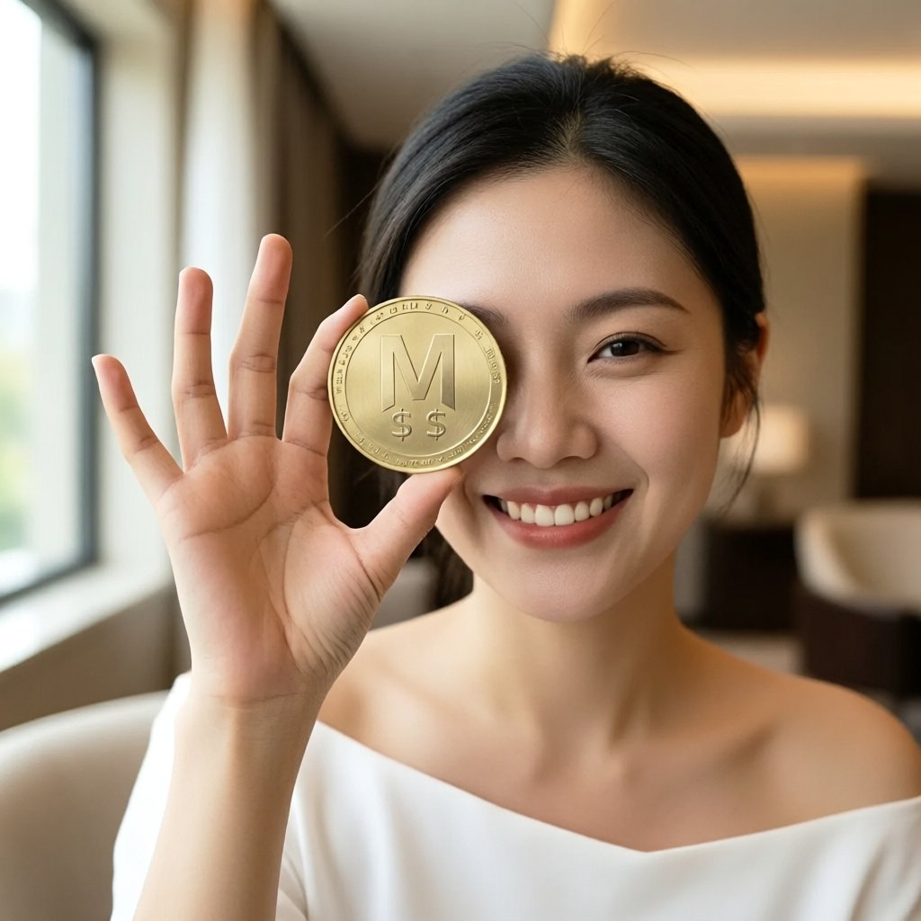 MegaUSD (USDM) — gold cryptocurrency coin price illustration