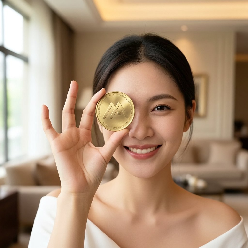 Moca Network (MOCA) — gold cryptocurrency coin price illustration