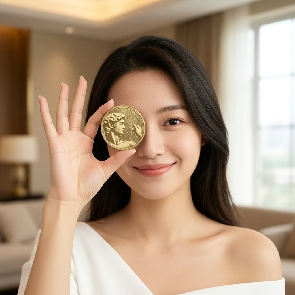 Public Masterpiece Token (PMT) — ілюстрація золотої крипто-монети та ціни
