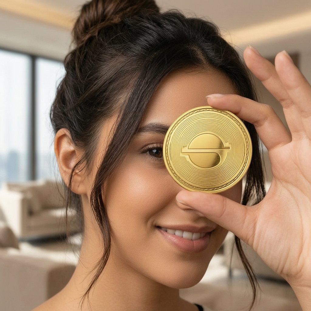 Saturn Dollar (USDAT) — gold cryptocurrency coin price illustration