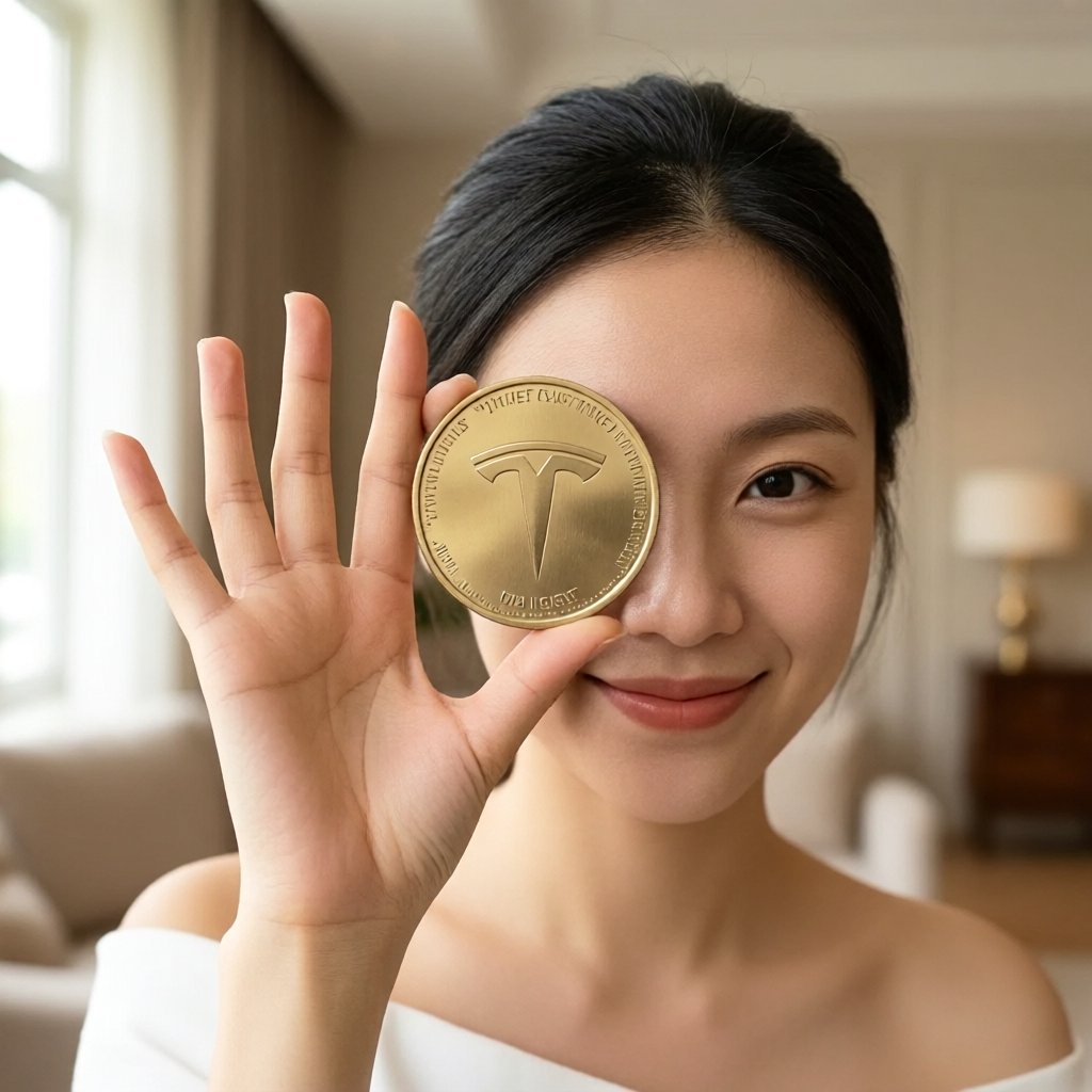 Tesla xStock (TSLAX) — gold cryptocurrency coin price illustration