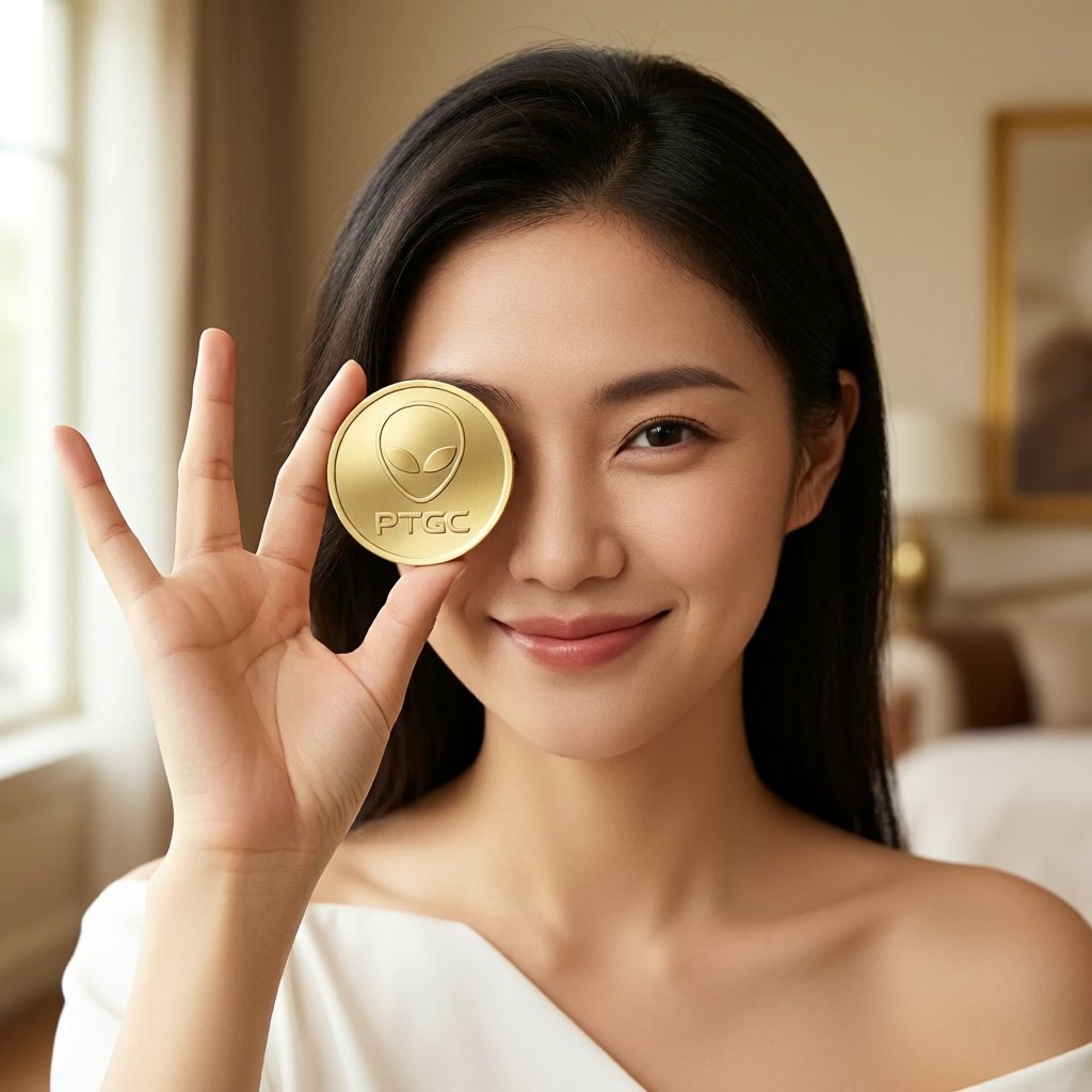 The Grays Currency (PTGC) — gold cryptocurrency coin price illustration