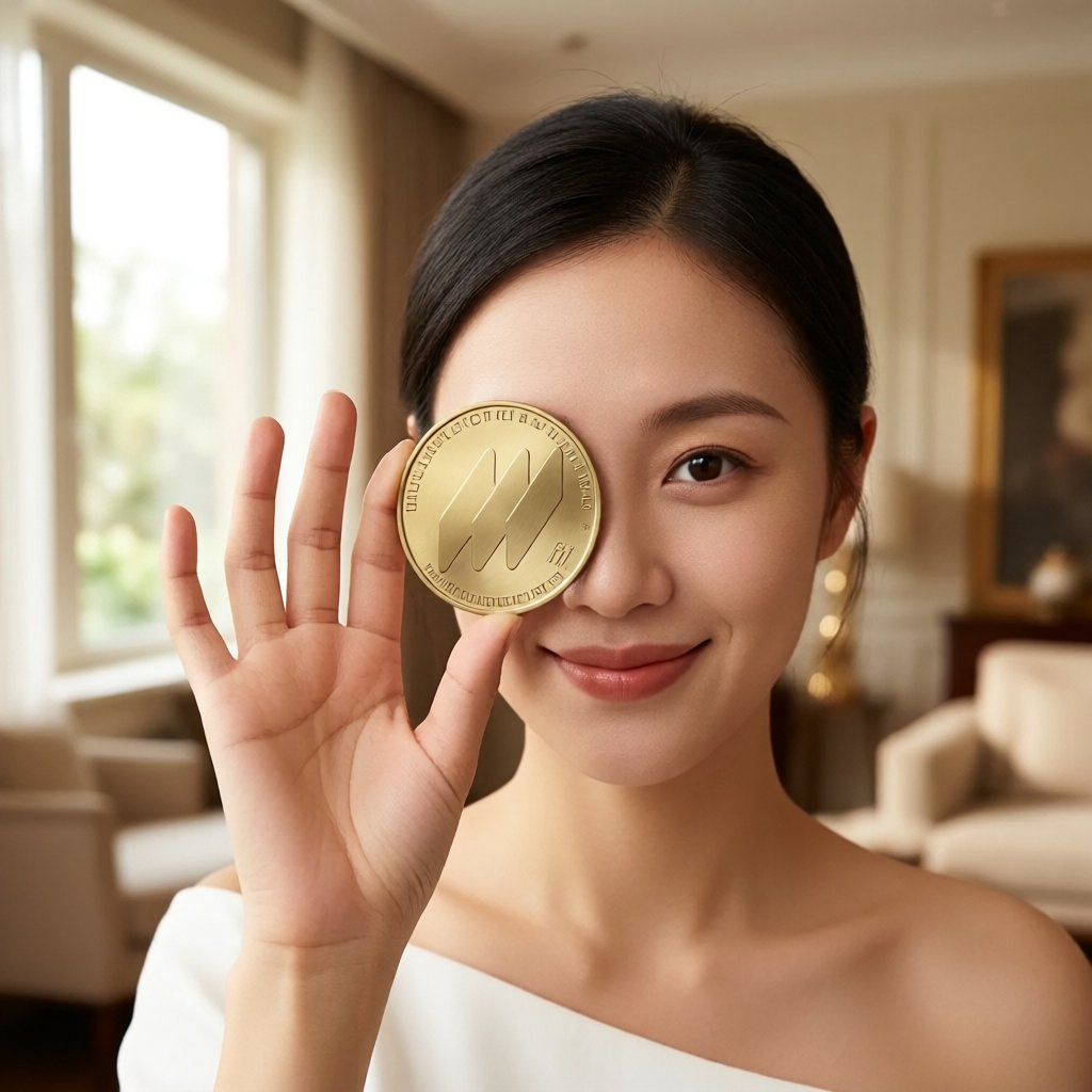 Rei (REI) — gold cryptocurrency coin price illustration