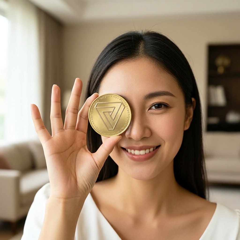 Verified Emeralds (VEREM) — gold cryptocurrency coin price illustration