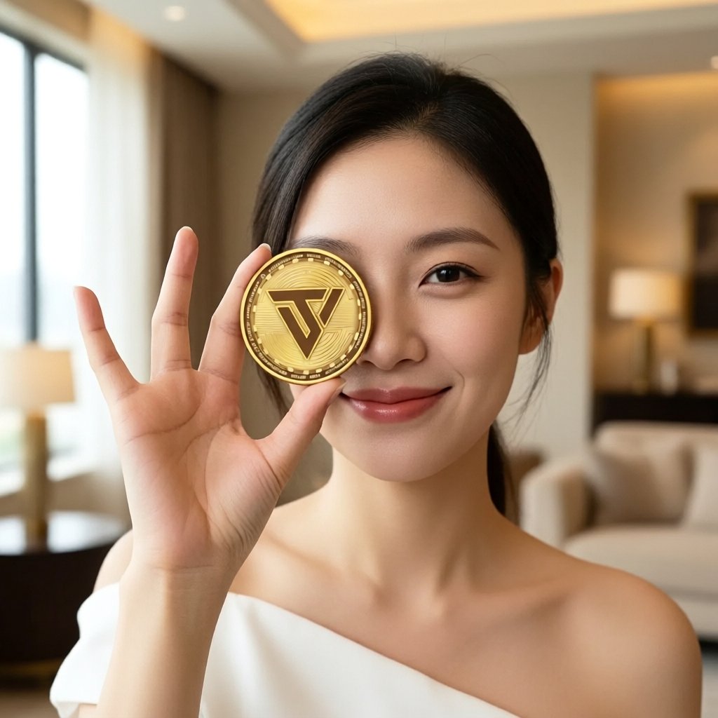 Versatize Coin (VTCN) — gold cryptocurrency coin price illustration