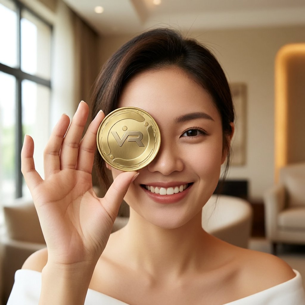 Victoria VR (VR) — gold cryptocurrency coin price illustration